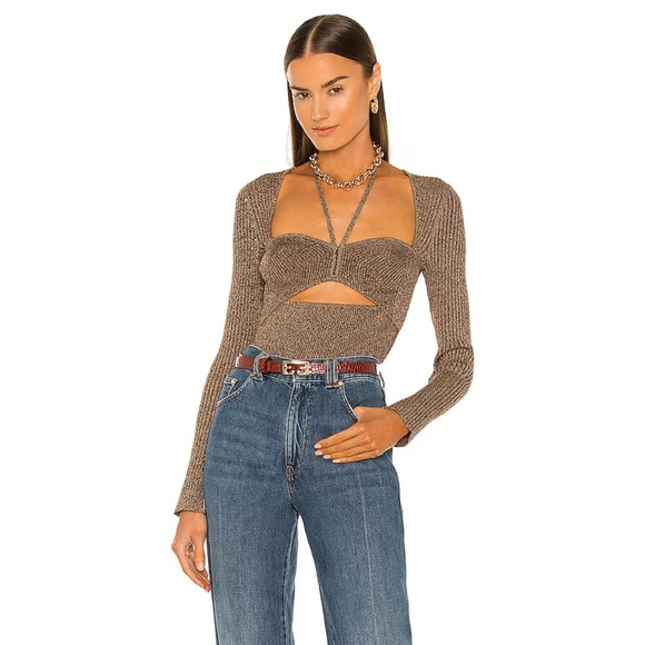 Jonathan Simkhai Alexia Knit Long Sleeve Top sweater dune chocolate tan - Picture 3 of 11